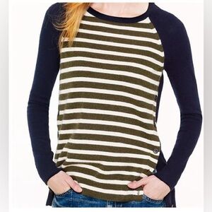 EUC J. Crew Striped Wool Blend Sweater with side buttons - size XXS